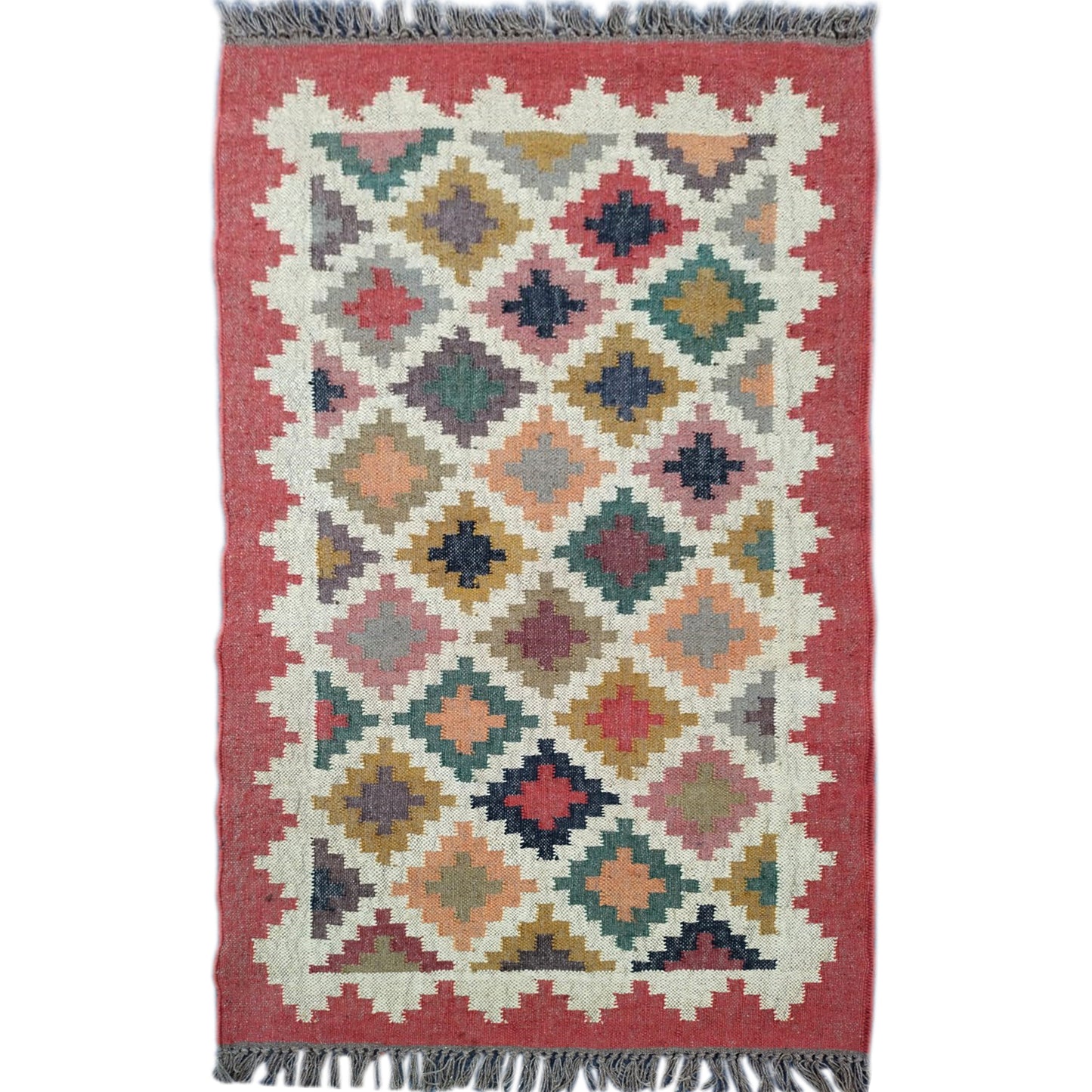 Modern Wool Jute Flatweave Dhurrie – Living Room Rug