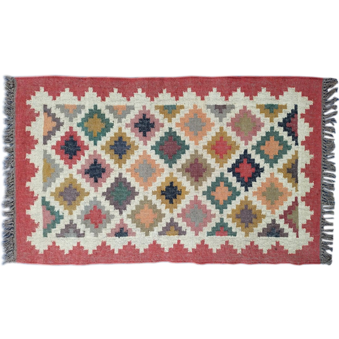 Modern Wool Jute Flatweave Dhurrie – Living Room Rug