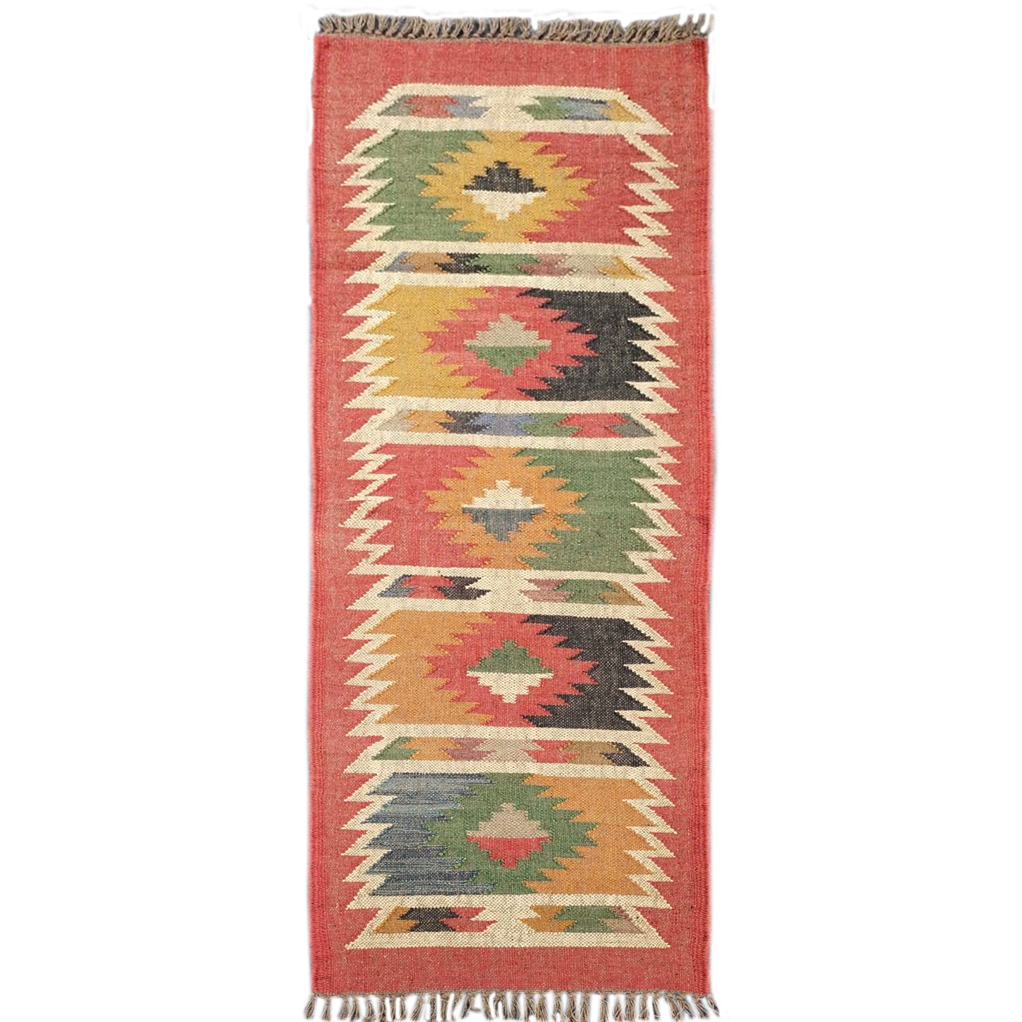 Handmade Wool Jute Dhurrie Runner Floor Rug