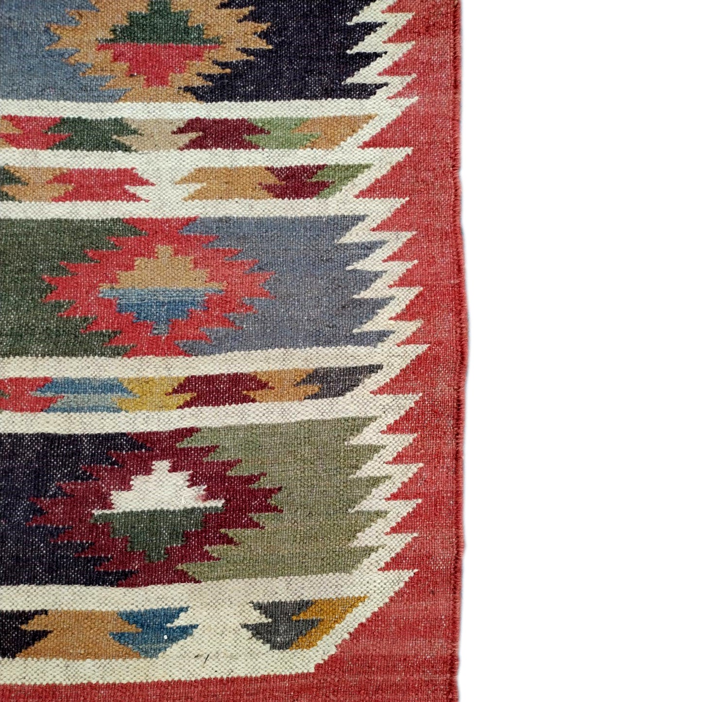 Handmade Wool Jute Dhurrie Runner Floor Rug