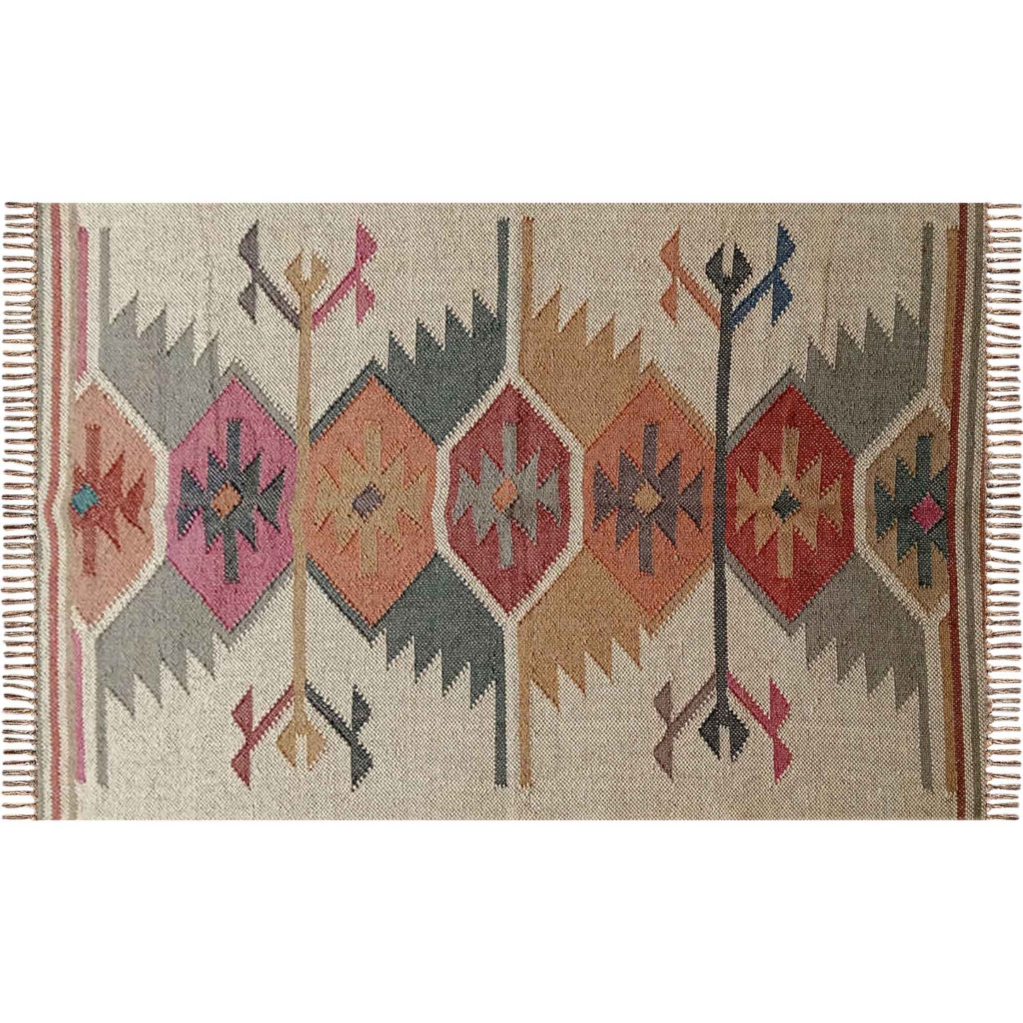 Wool And Jute Dhurrie Rug Flatweave Kilim Runner Mat