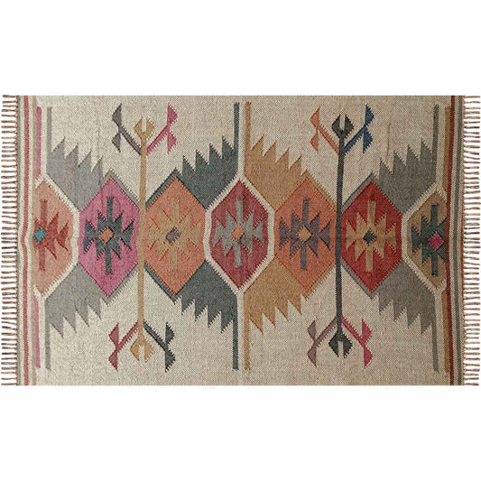 Wool And Jute Dhurrie Rug Flatweave Kilim Runner Mat