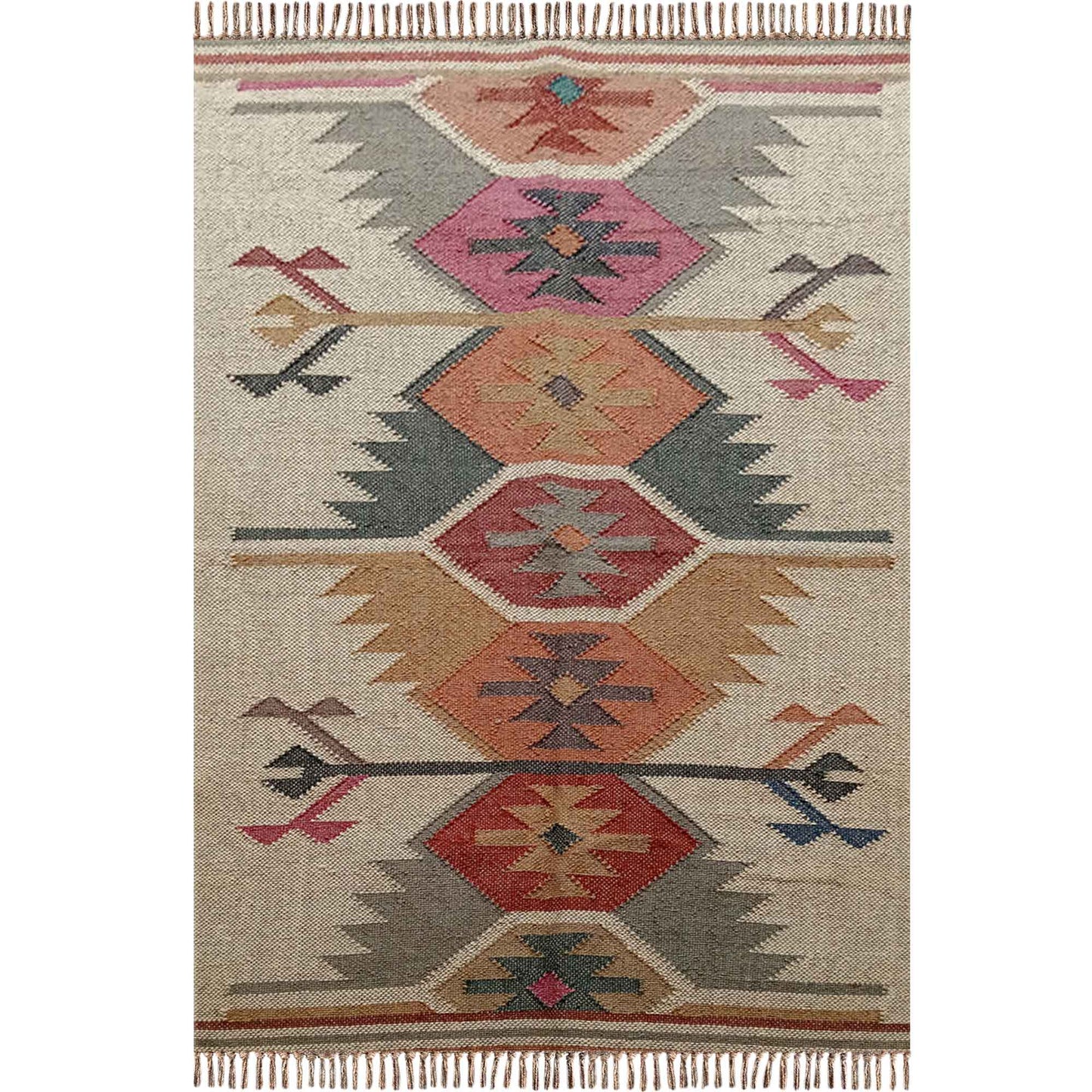 Wool And Jute Dhurrie Rug Flatweave Kilim Runner Mat