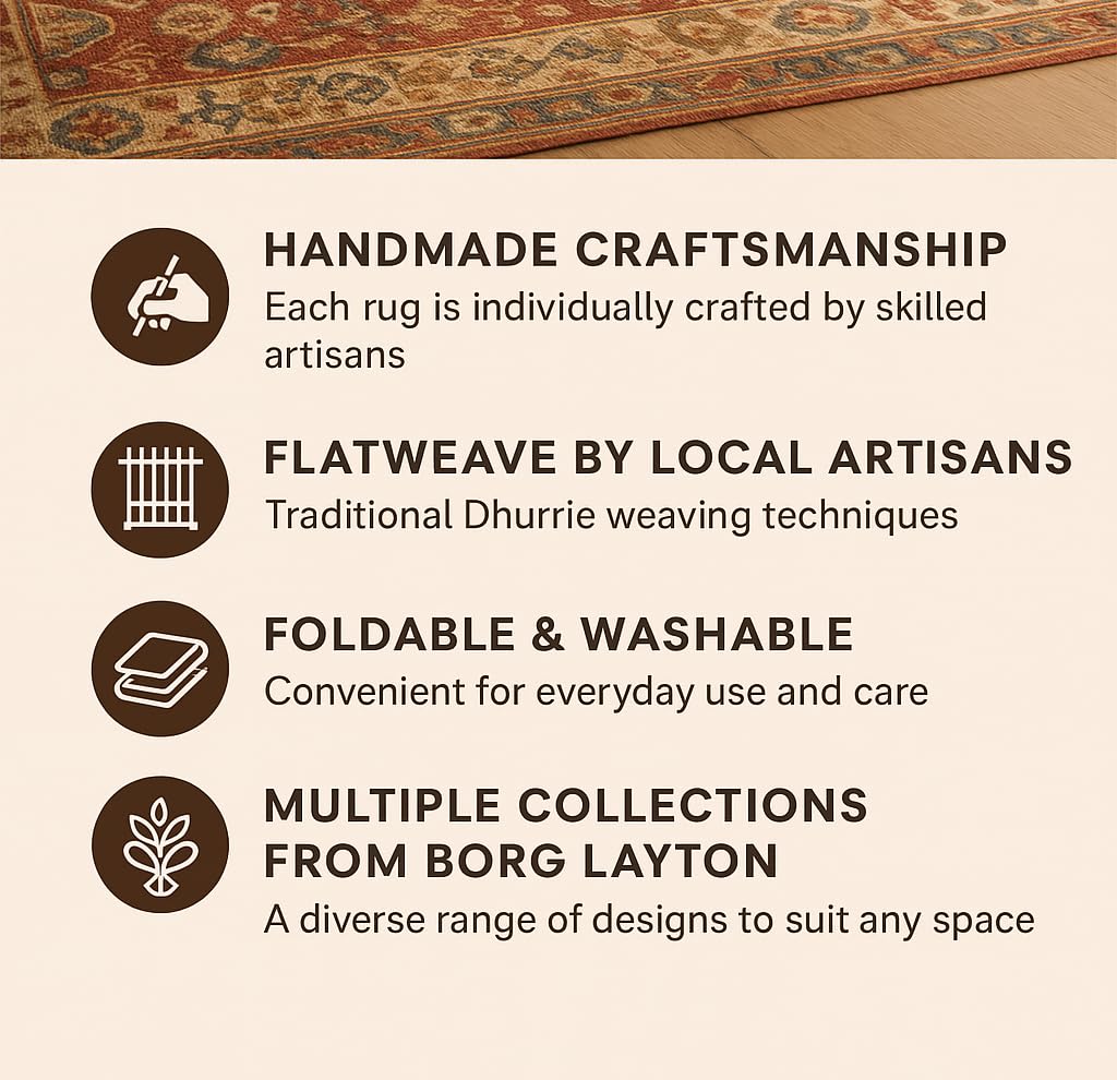 Wool and Jute Dhurrie Rug Carpet/Traditional Reversible Kilim