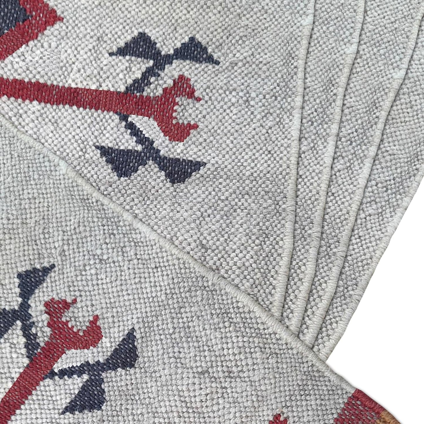 Boho Wool & Jute Dhurrie Rug, Kilim Carpet for Bedroom