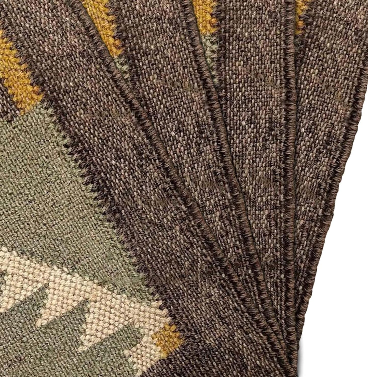 Authentic Wool & Jute Dhurrie Rug Kilims with Traditional Patterns