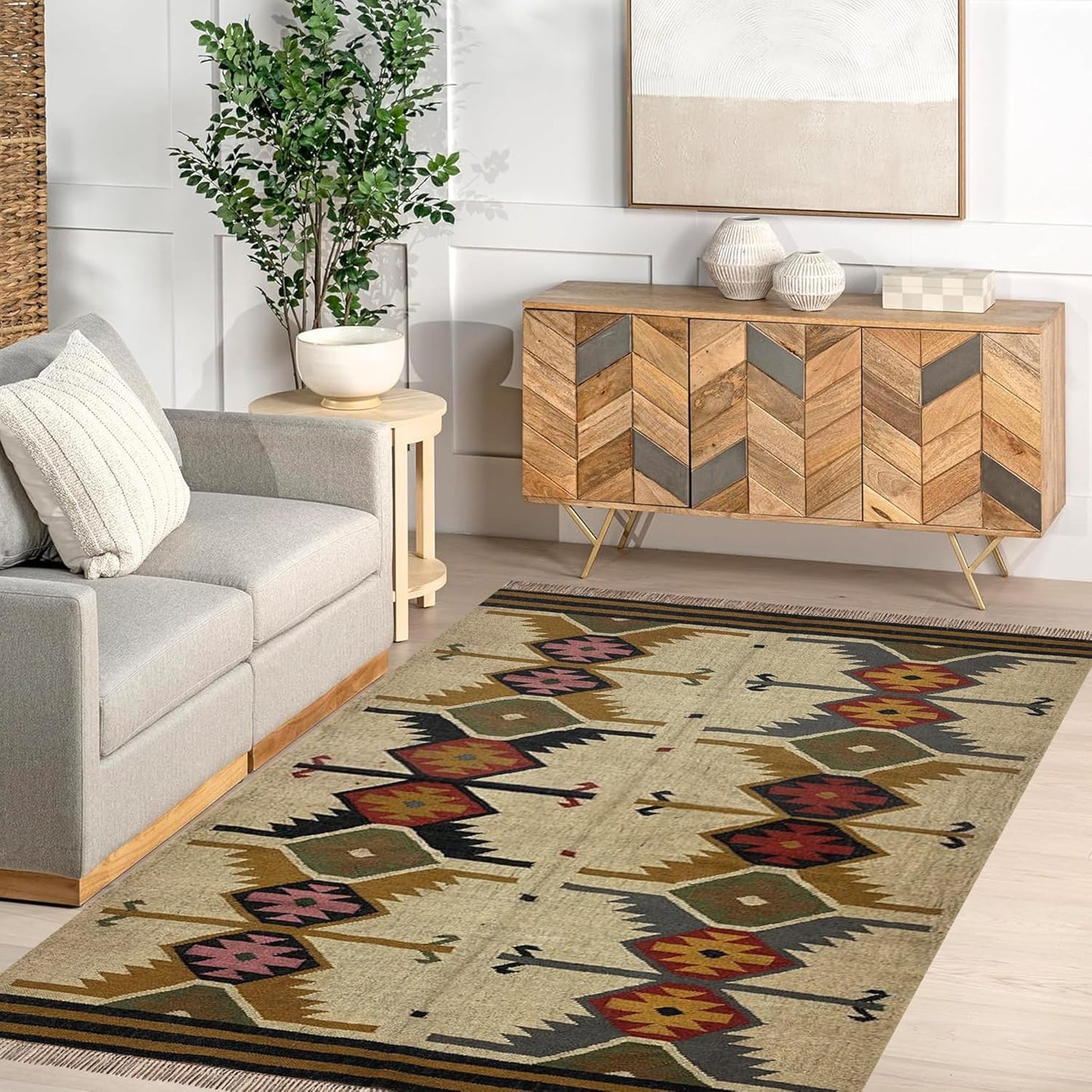 Vintage Wool & Jute Dhurrie Rugs, Kilim Carpets, And Boho Charm