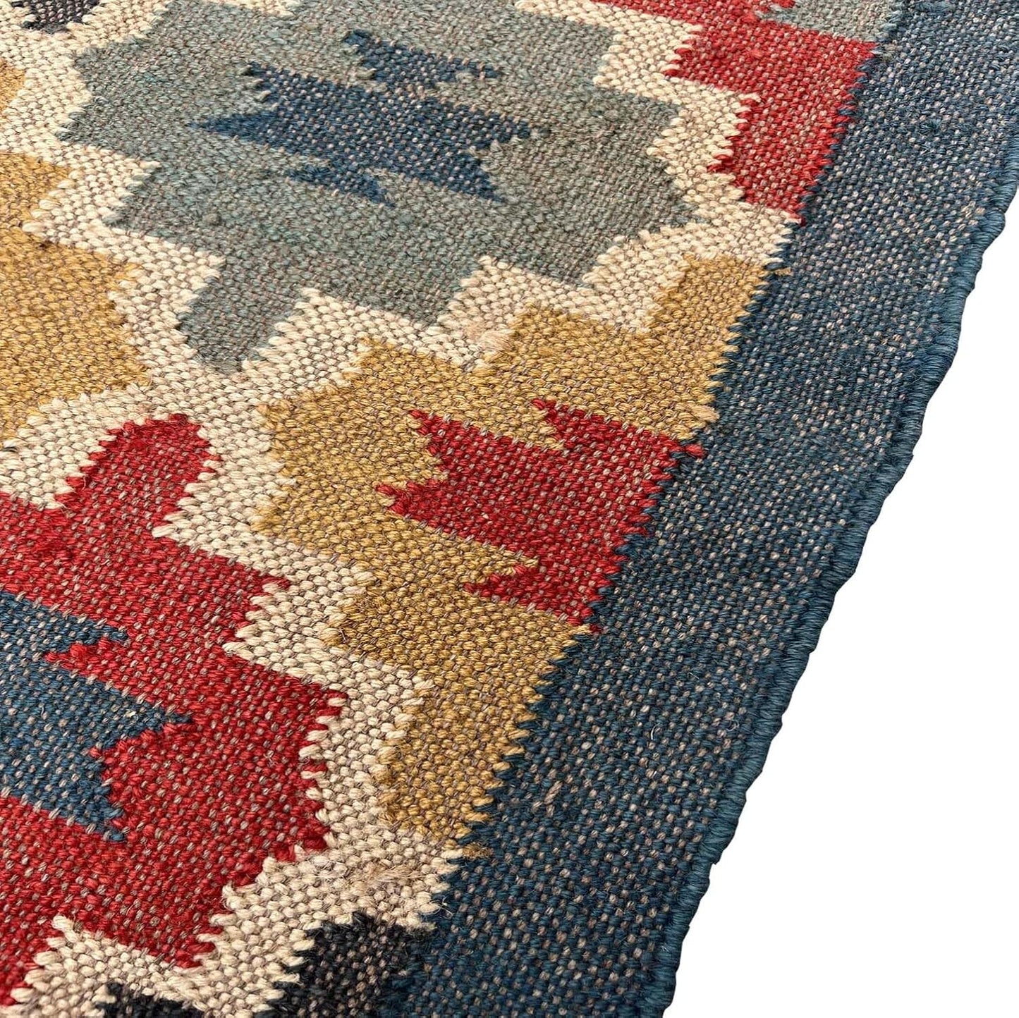 Artwork Handwoven Wool and Jute Dhurrie Kilim