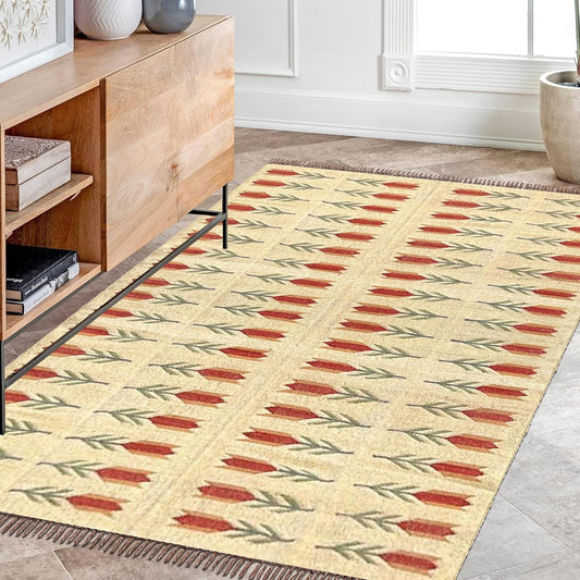 Handwoven Wool & Jute Dhurrie Rugs, Living Bed Room Carpet