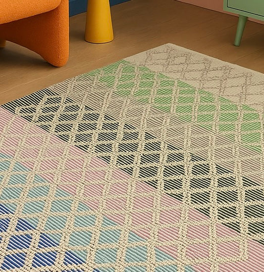 Handwoven Wool & Cotton Dhurrie Rug-4x6 ft