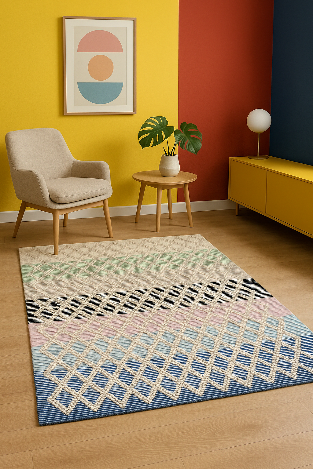 Handwoven Wool & Cotton Dhurrie Rug-4x6 ft