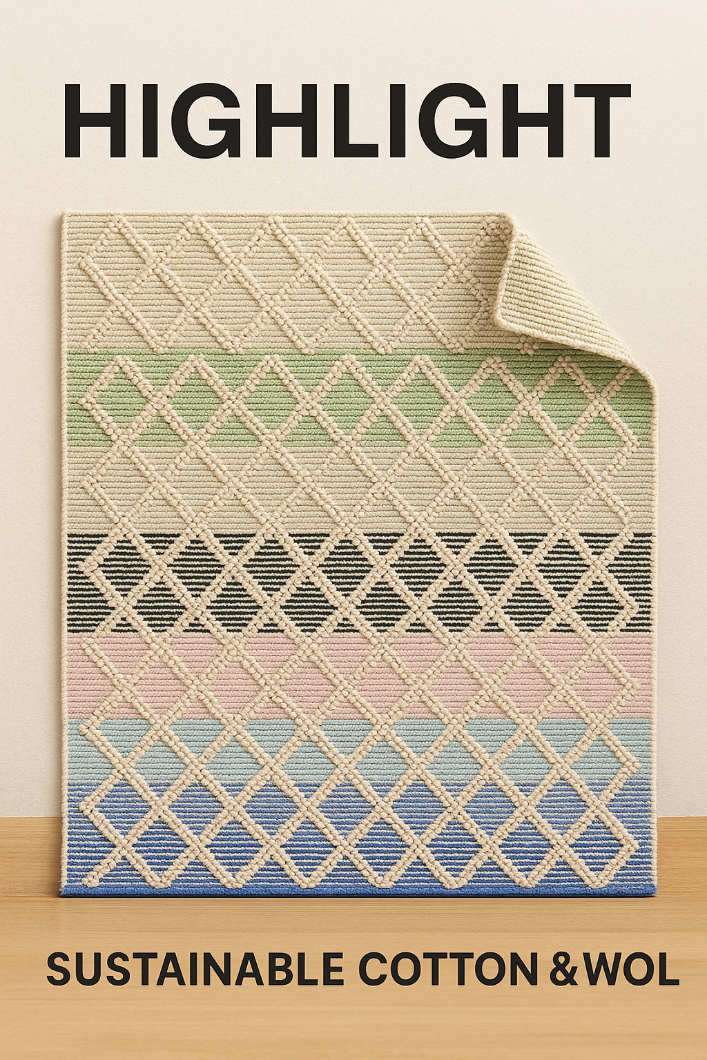 Handwoven Wool & Cotton Dhurrie Rug-4x6 ft