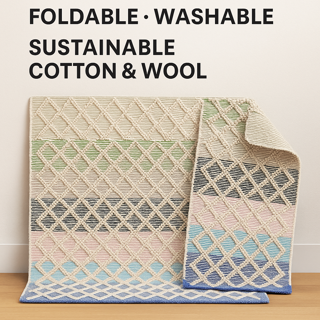 Handwoven Wool & Cotton Dhurrie Rug-4x6 ft