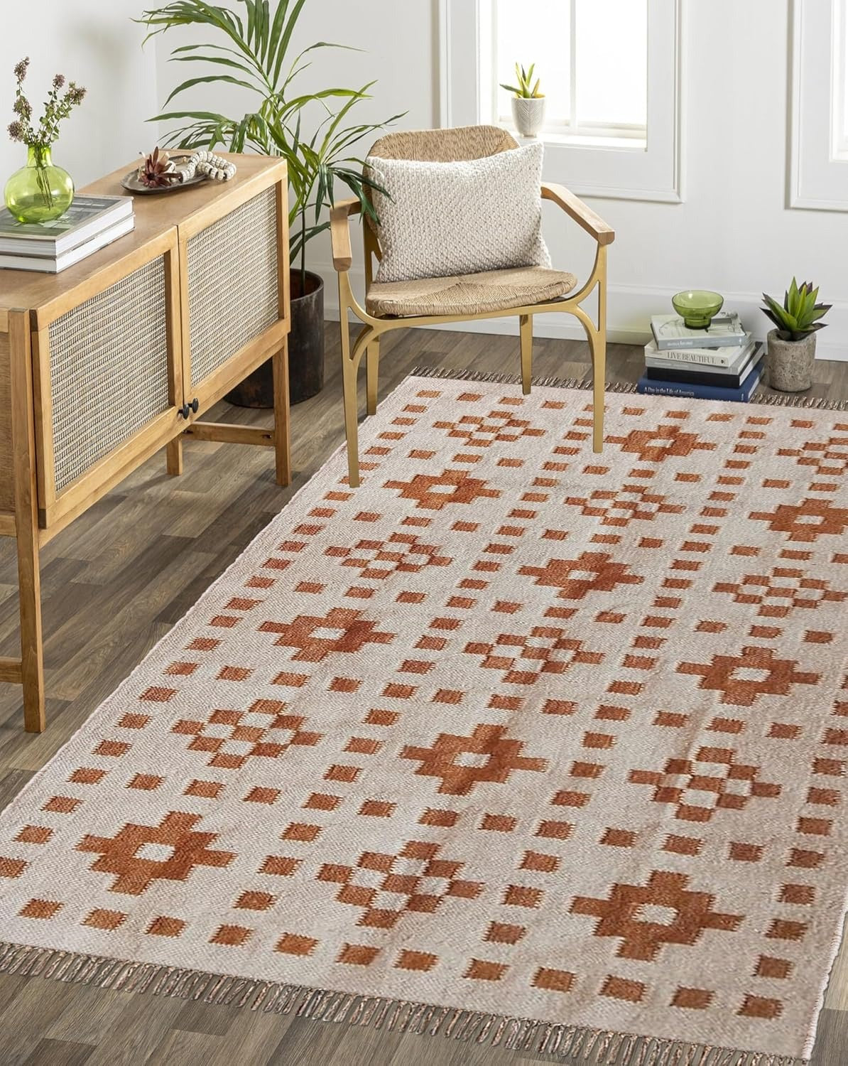 New custom made Weave Wool–Cotton Handwoven Dhurrie Rug