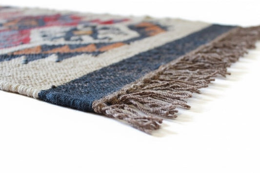 Handwoven Wool Kilim Mat – Small Flatweave Rug | Bedside & Door Mat