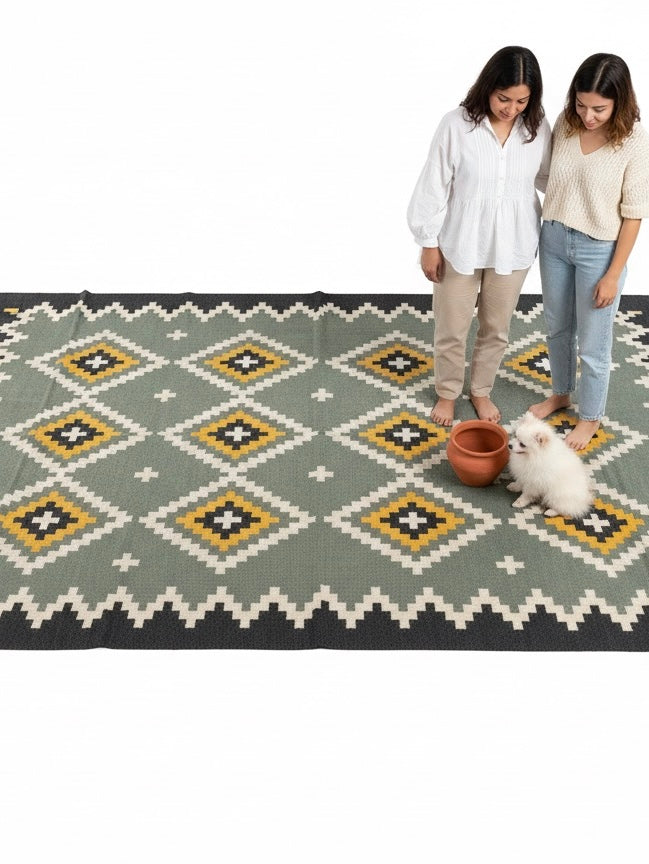 Handwoven Kilim Carpet | Boho Area Rug | Living Room & Bedroom Floor Decor