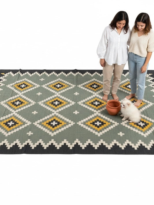 Handwoven Kilim Carpet | Boho Area Rug | Living Room & Bedroom Floor Decor