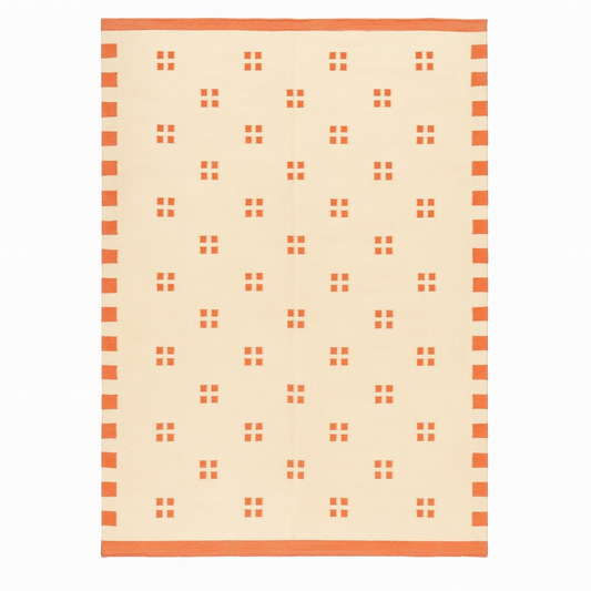 Amber Flame Wool–Cotton Handwoven Dhurrie Rug