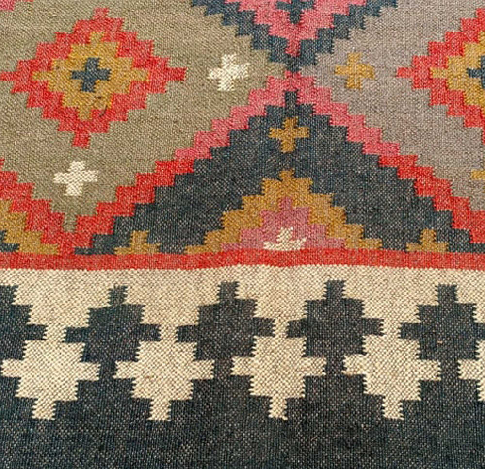 Handwoven Wool Jute Dhurrie Rug Natural Flatweave