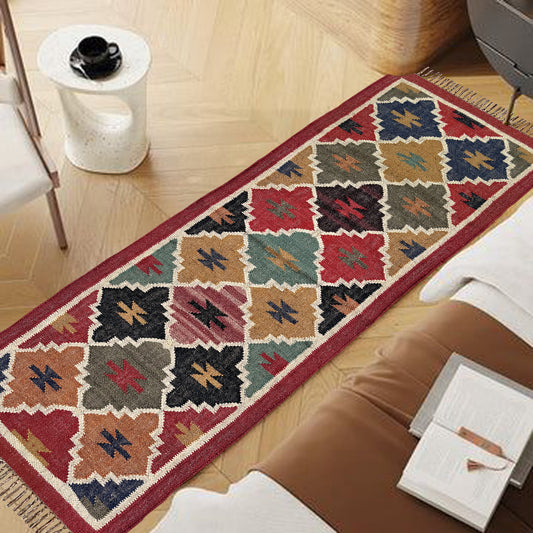 Luxury Wool Dhurry Jute Kilim Rug – Designer Carpet for Bedroom