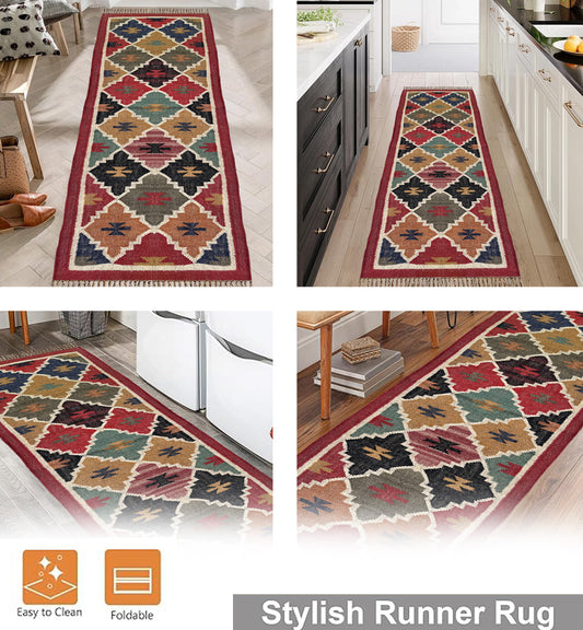 Luxury Wool Dhurry Jute Kilim Rug – Designer Carpet for Bedroom