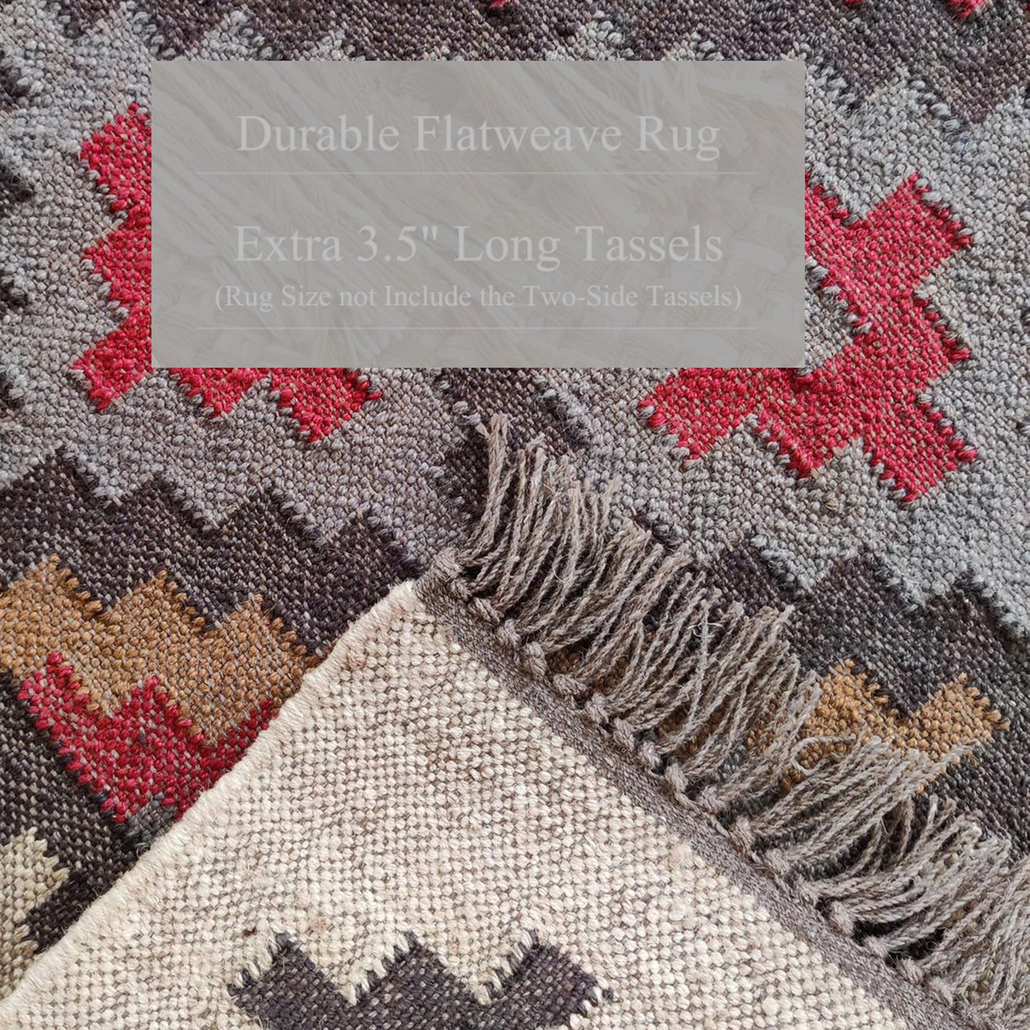 Indian Wool Kilim Dhurry Carpet – Vintage Style Woven Jute Mat