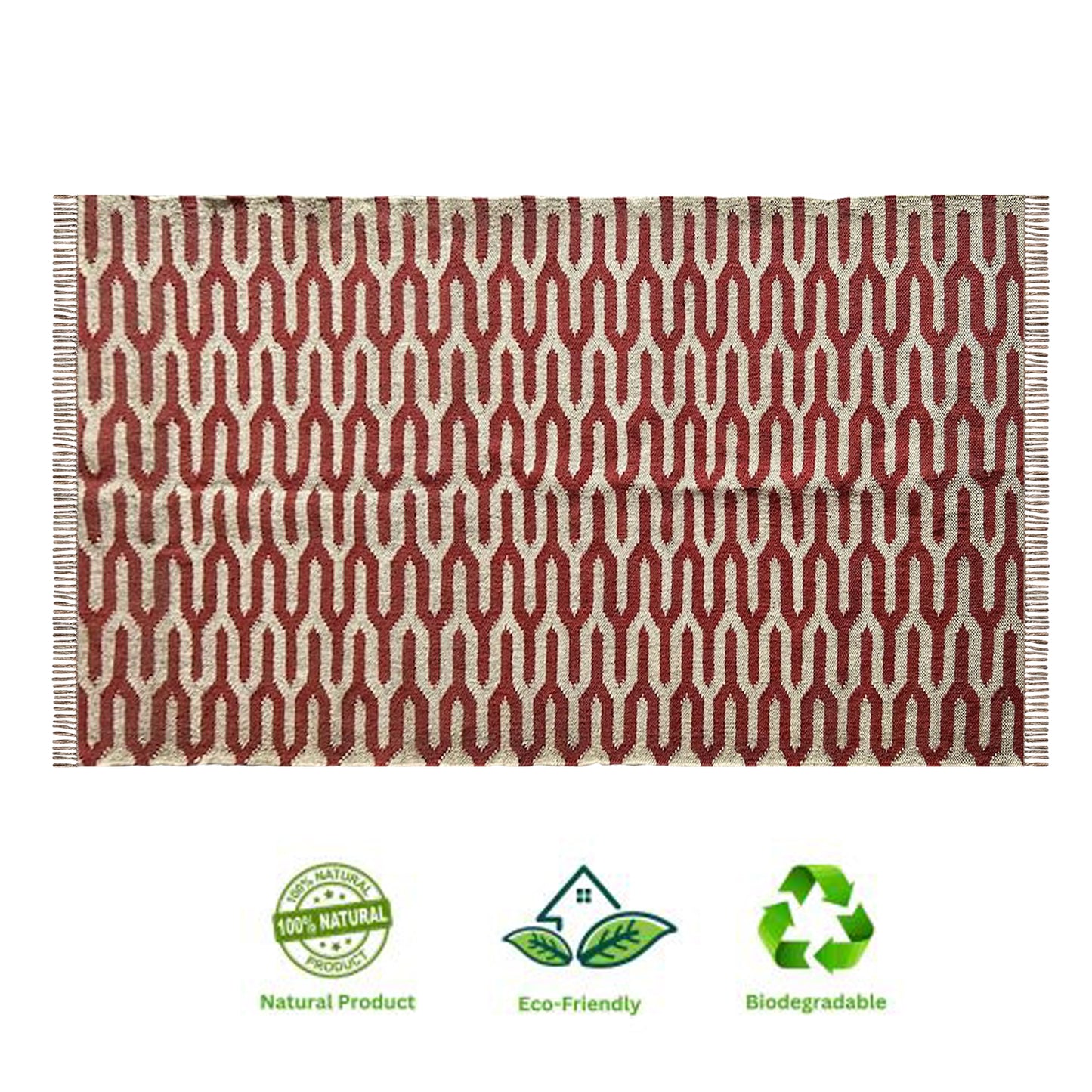 Jute Wool Kilim Carpet Runner – Handwoven Dhurrie Dari Mat