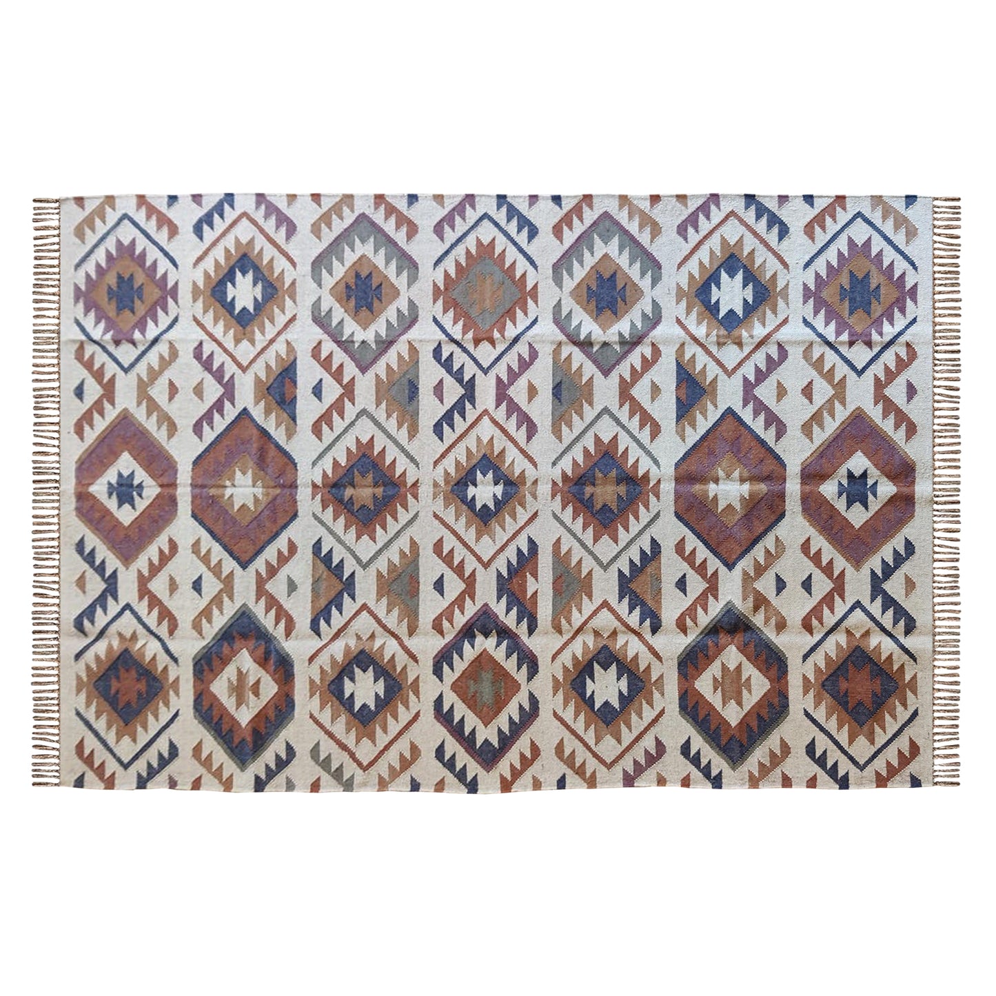 Wool Jute Dhurrie Kilim Mat – Handwoven Area Carpet for Living Room