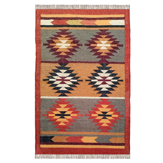 Wool And Jute Natural Fiber Kilim Dhurrie Bed Room Carpet