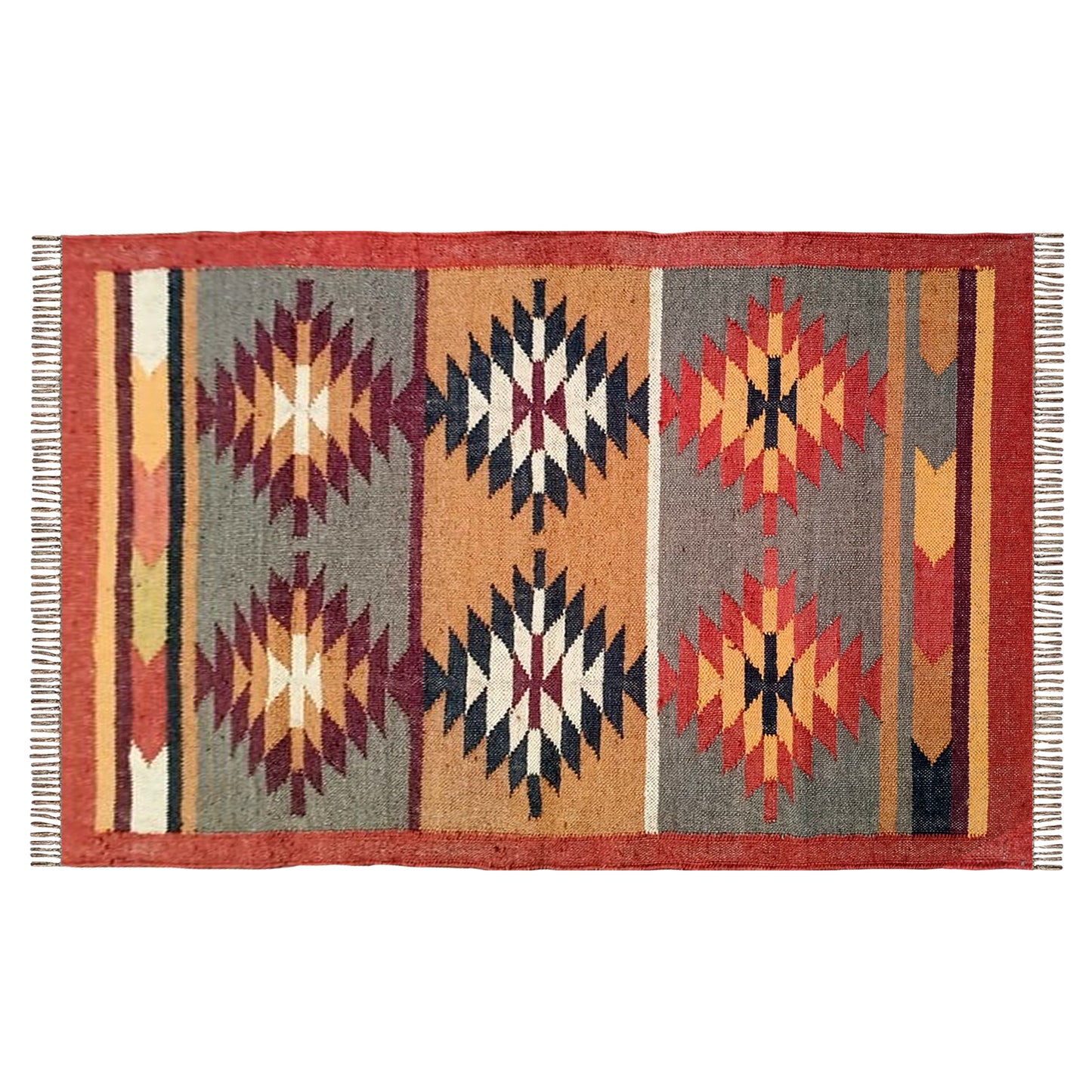 Wool And Jute Natural Fiber Kilim Dhurrie Bed Room Carpet