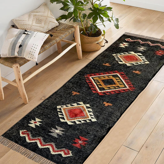 Wool Jute Flatweave Rug – Kilim Dhurry Dari Mat for Home Decor