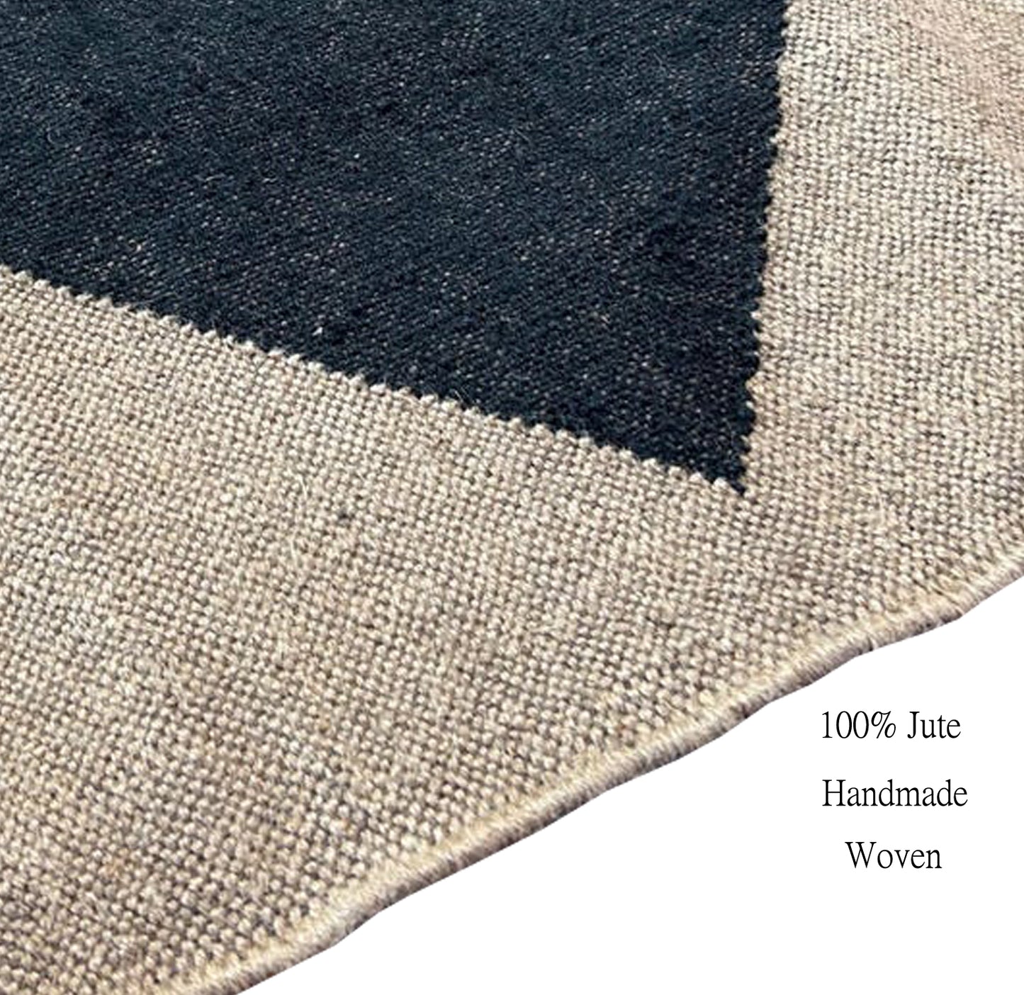 Black Hand-Woven Jute Kilim Carpet 4x6 ft
