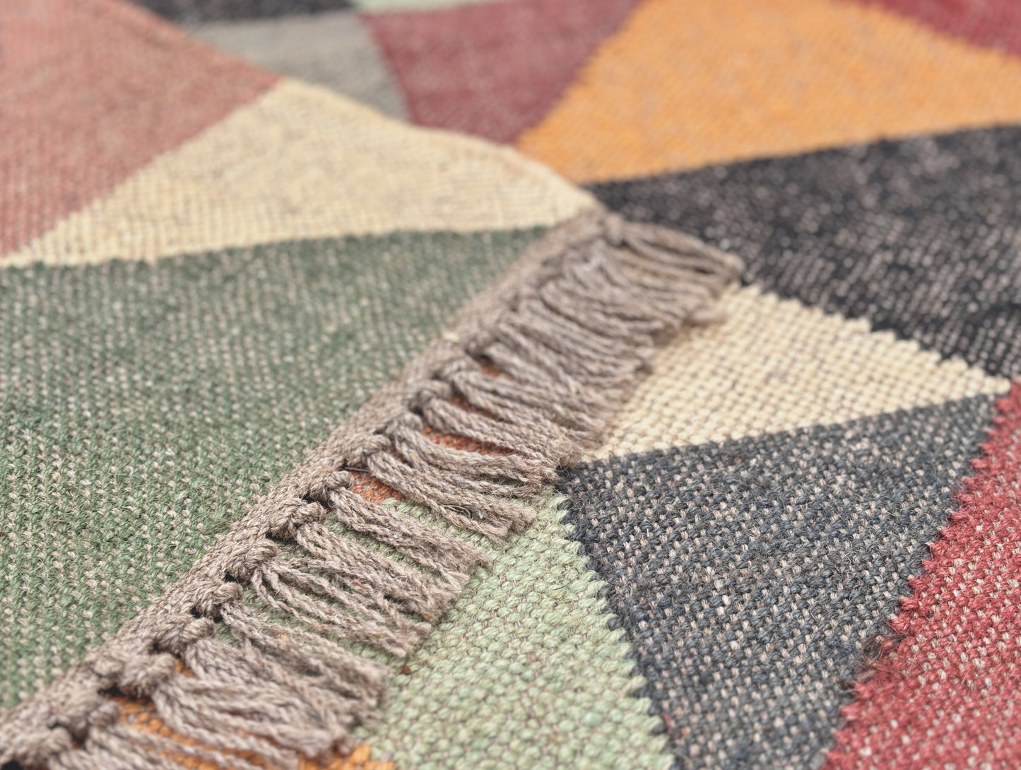 Artisan Wool Jute Kilim Modern Floor Rug