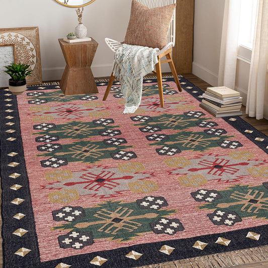Wool Jute Kilim Dhurrie – Handwoven Floor Mat