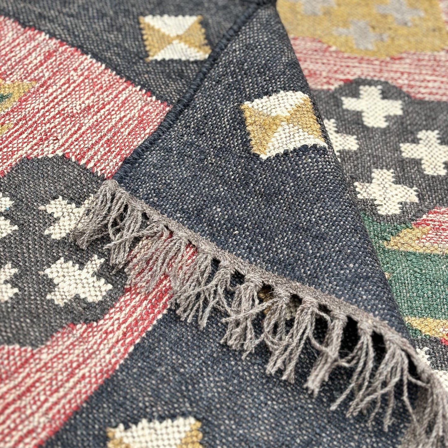 Wool Jute Kilim Dhurrie – Handwoven Floor Mat