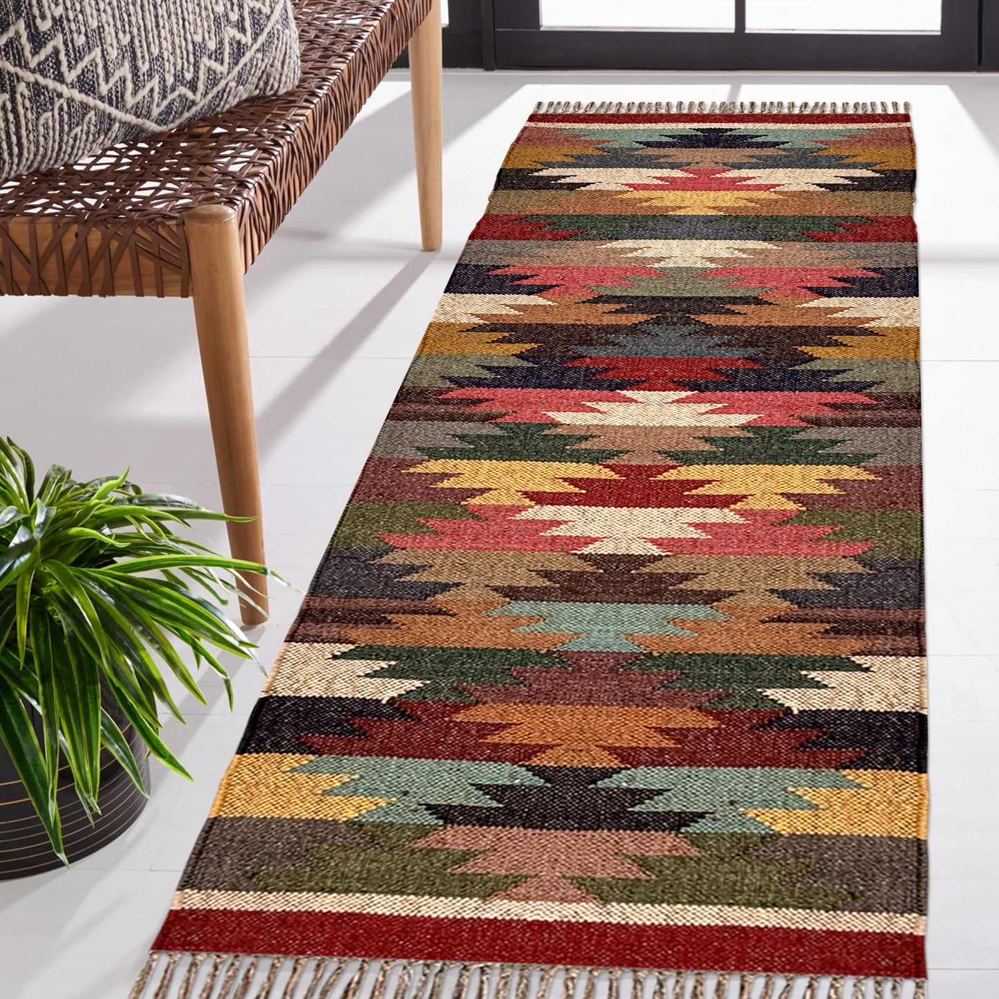 Natural Wool & Jute Area Rug – Reversible Carpet