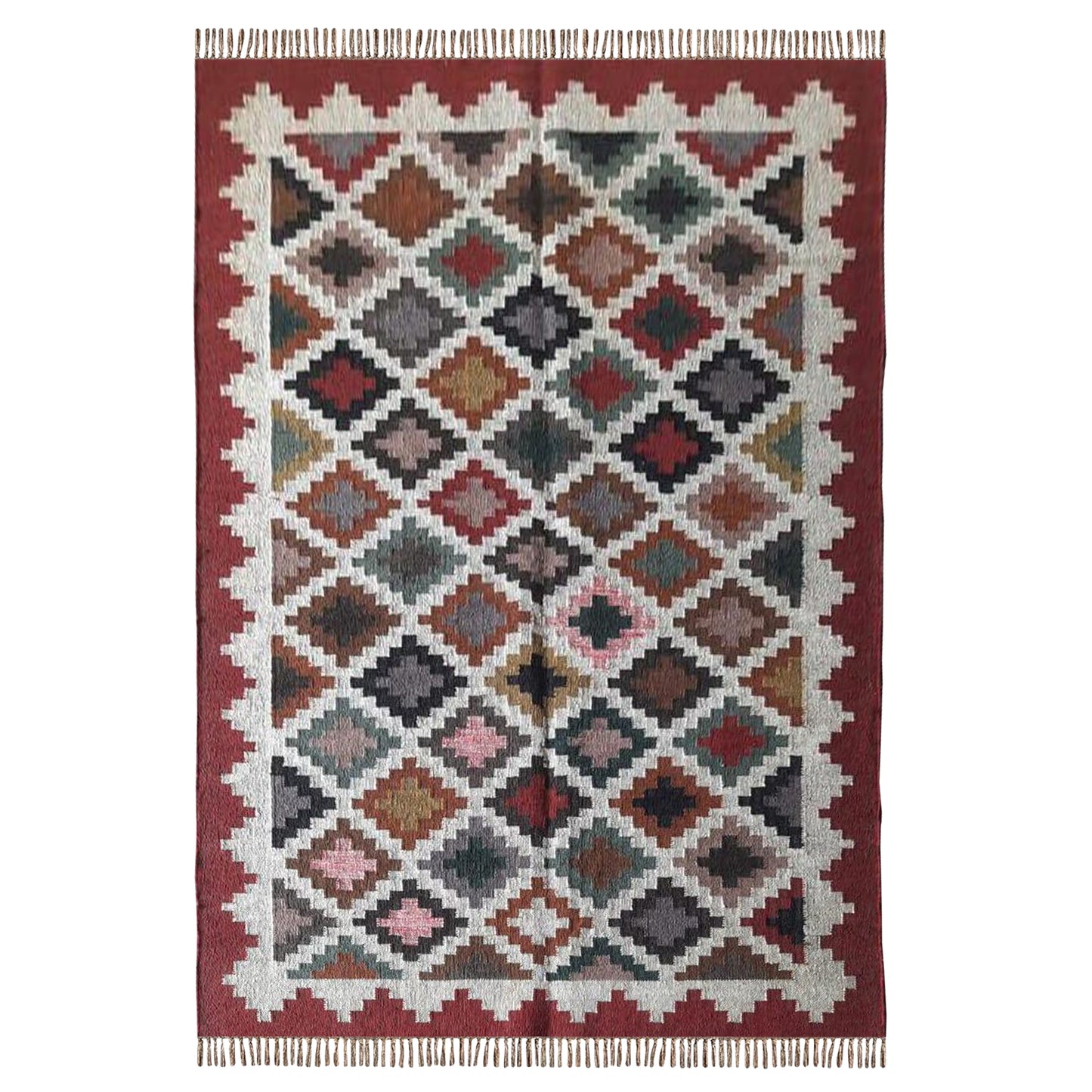 Scandinavian Wool Jute Dhurrie Rug – Minimalist Floor Rug