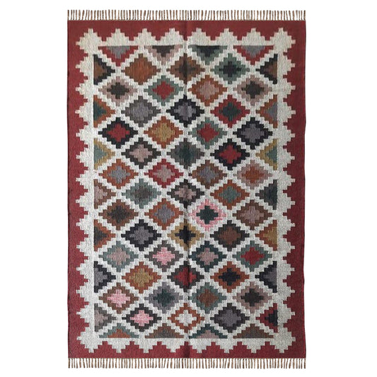 Scandinavian Wool Jute Dhurrie Rug – Minimalist Floor Rug