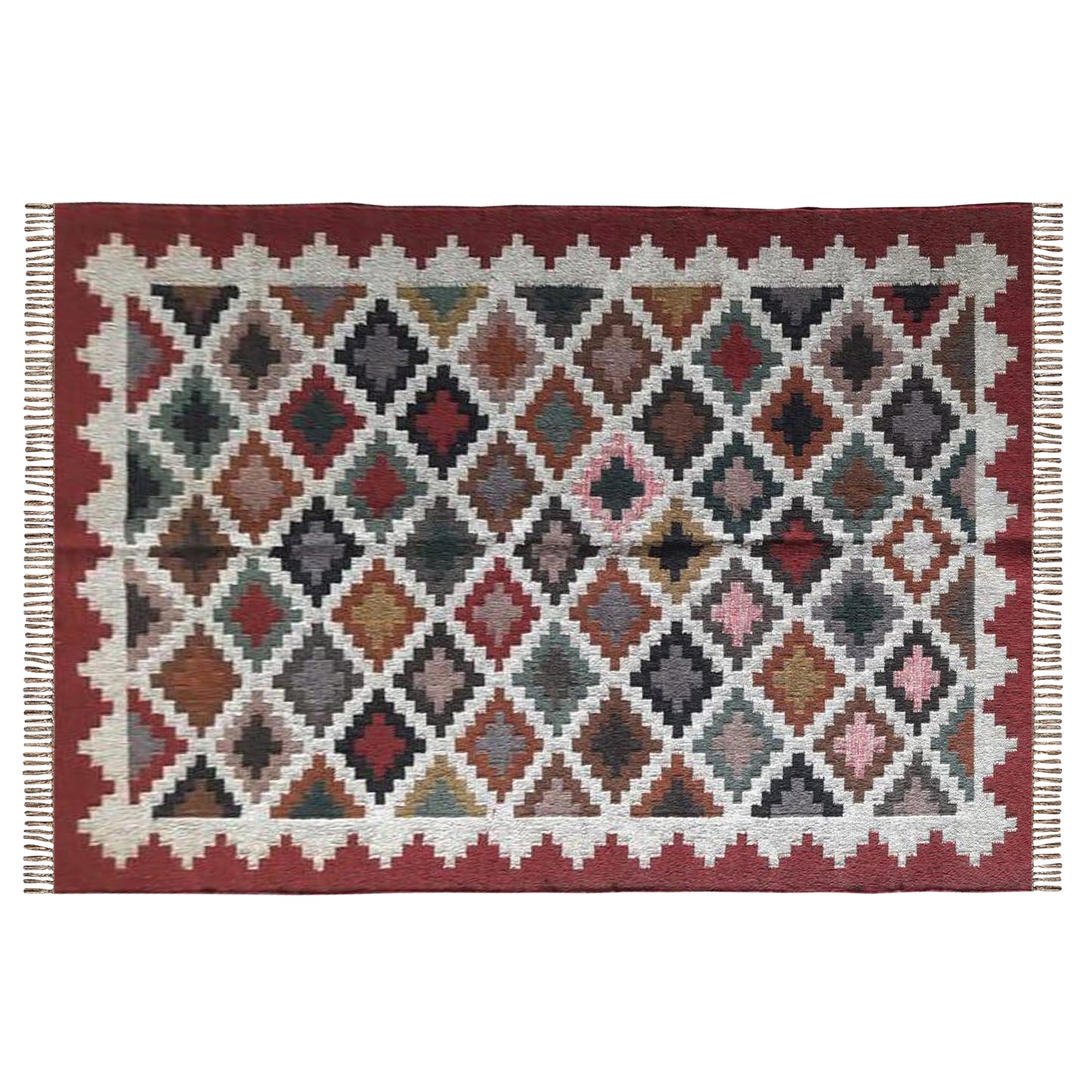 Scandinavian Wool Jute Dhurrie Rug – Minimalist Floor Rug