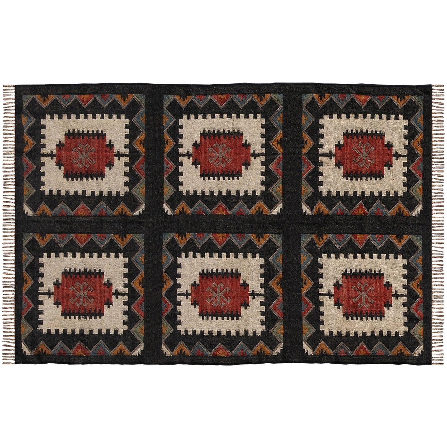 Black Traditional Indian Floor Kilim Carpets