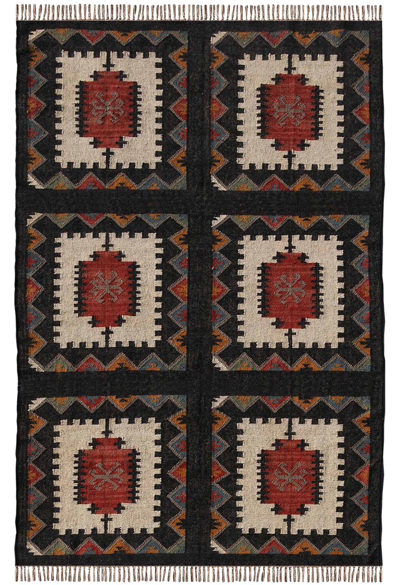Black Traditional Indian Floor Kilim Carpets
