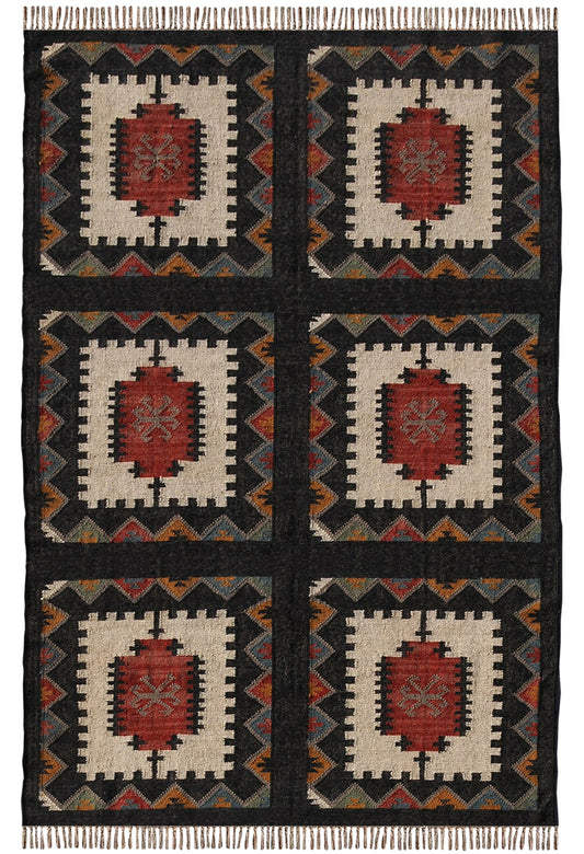 Black Traditional Indian Floor Kilim Carpets